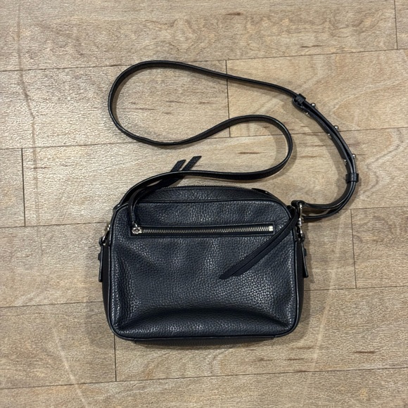All Saints Handbags - AllSaints Black Pebbled Leather Captain Camera Crossbody Bag Purse Retired